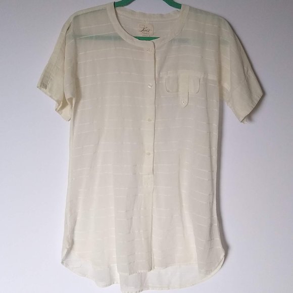 Levi's Cream Lightweight Sheer Short Sleeve Popover Tunic sz S - Picture 1 of 7